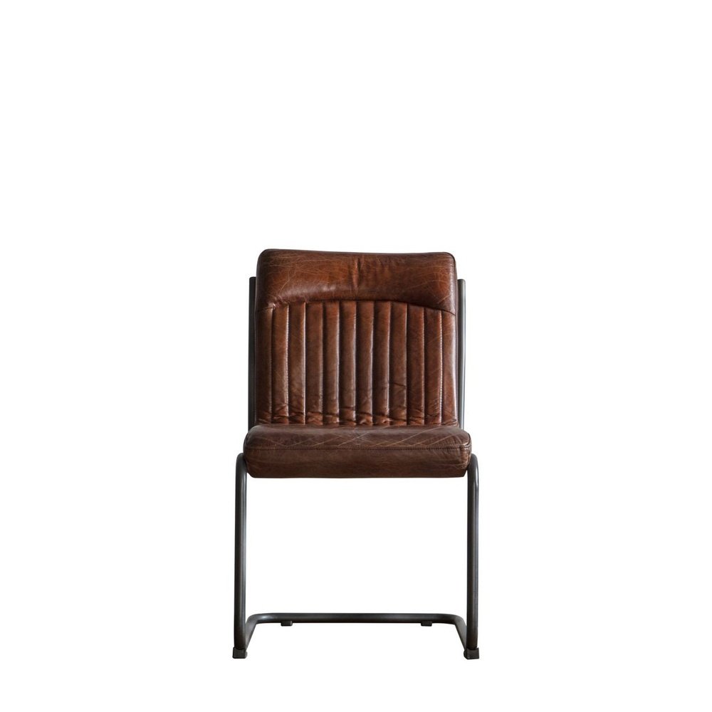 Gallery Interiors Capri Leather Dining Chair in Brown