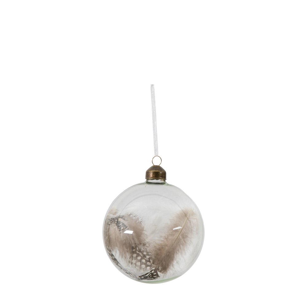Set of 3 Feather Baubles - White & Natural GalleryDirect 2