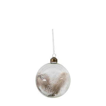 Gallery Interiors Feather Baubles White & Natural (Set of 3)