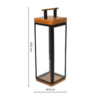 Ivyline Grace Tall Lantern in Acacia Wood & Black - Small