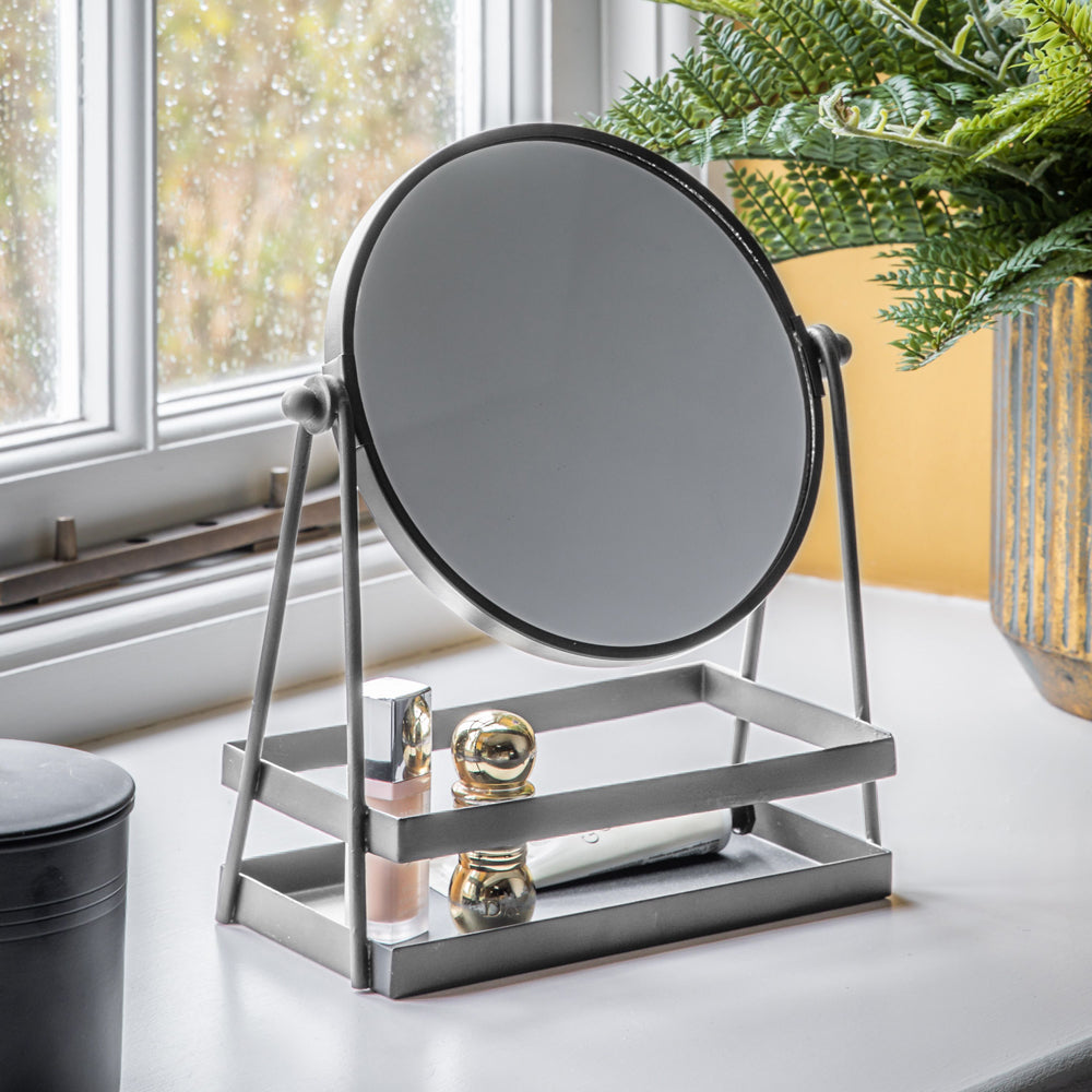 Gallery Interiors Montana Vanity Mirror with Tray in Silver|Outlet
