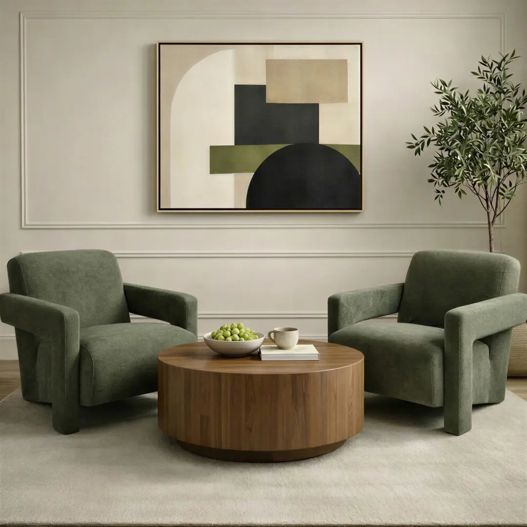 Apex Angular Armchair (Crib 5) - Soft Weave Olive
