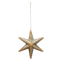 Ivyline Hanging Antique Brass Mercury Glass Star