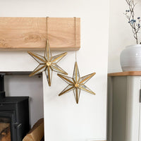 Ivyline Hanging Antique Brass Mercury Glass Star