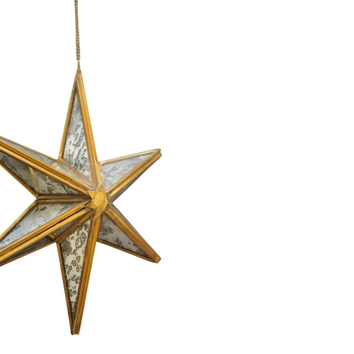 Ivyline Hanging Antique Brass Mercury Glass Star