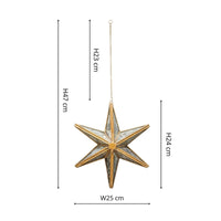 Ivyline Hanging Antique Brass Mercury Glass Star