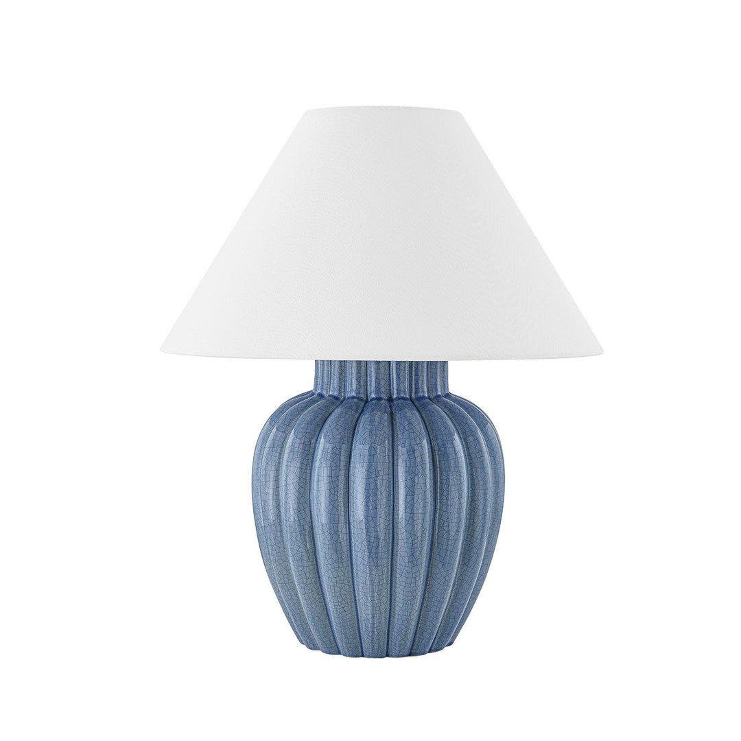 Clarendon 1 Light Table Lamp - Aged Brass & Soft Blue Ceramic Crackle Hudson Valley Lighting 1