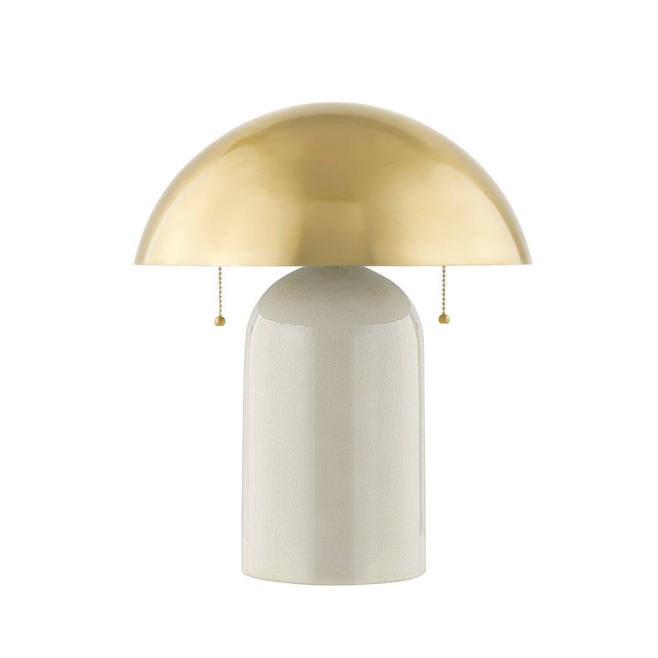 Gaia 2 Light Table Lamp - Aged Brass & White Hudson Valley Lighting 1
