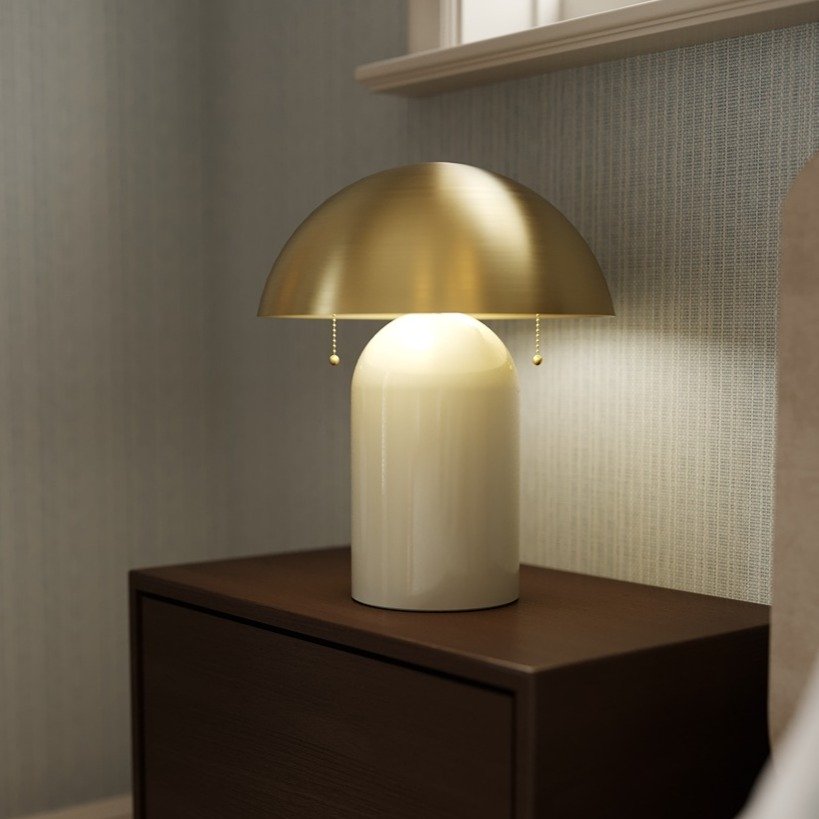 Gaia 2 Light Table Lamp - Aged Brass & White Hudson Valley Lighting 2