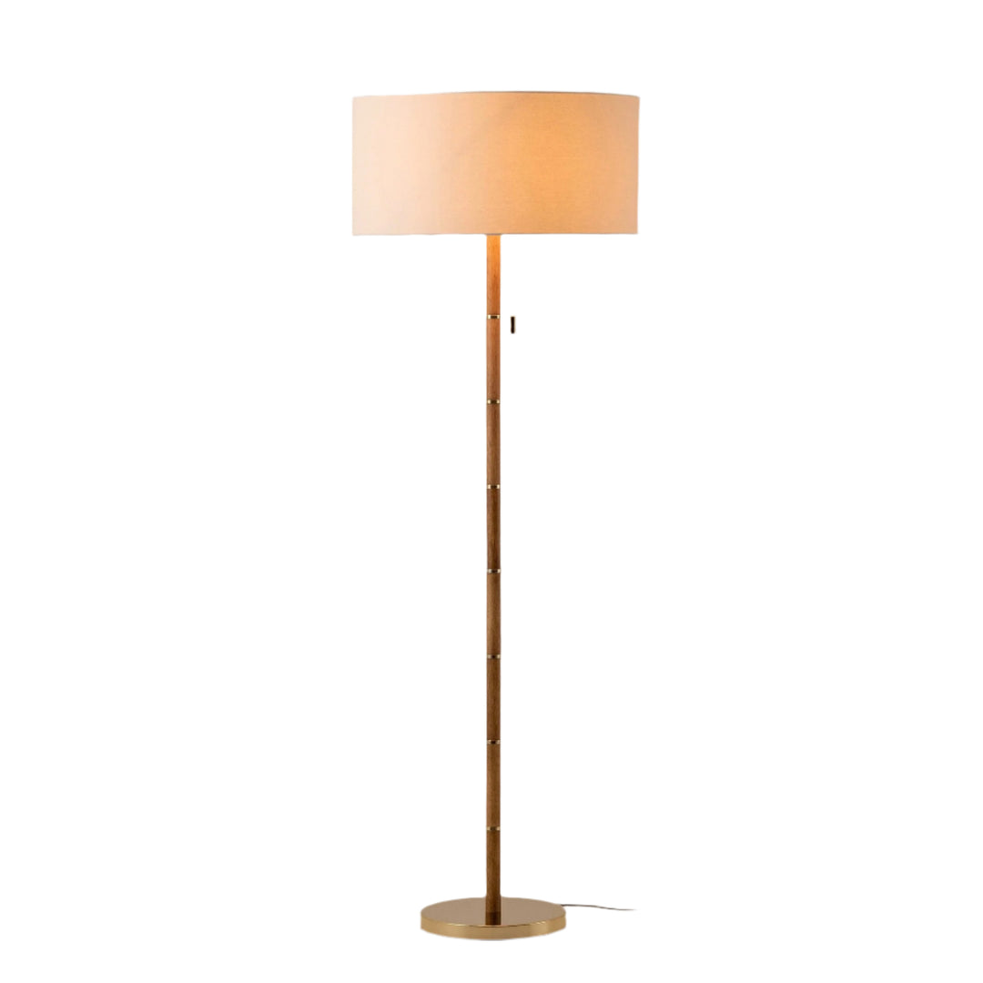 Disk Floor Lamp - Wood & Brass houseof 1