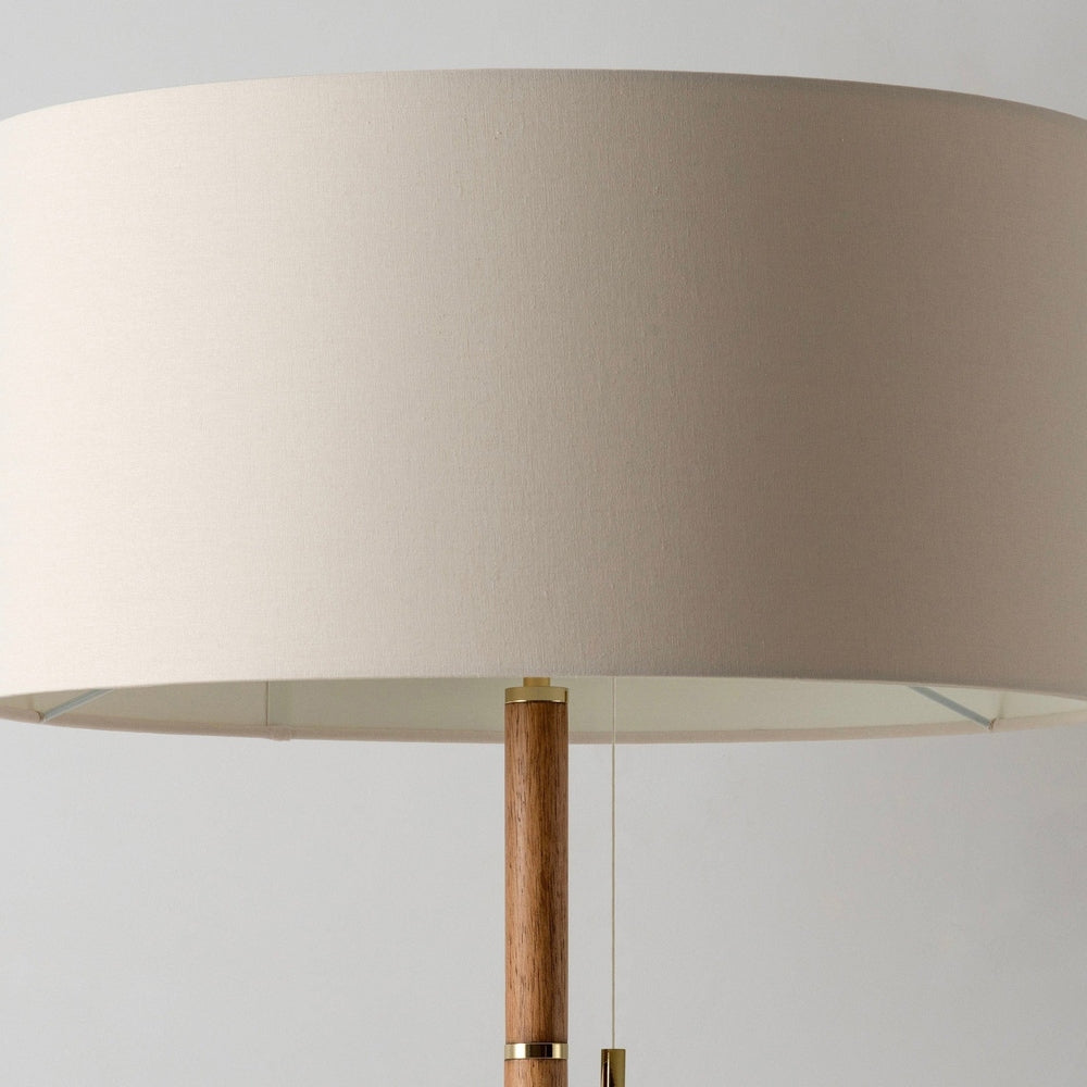 Disk Floor Lamp - Wood & Brass houseof 4