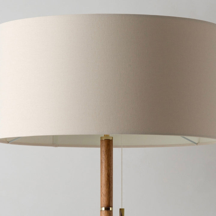 Disk Floor Lamp - Wood & Brass houseof 4