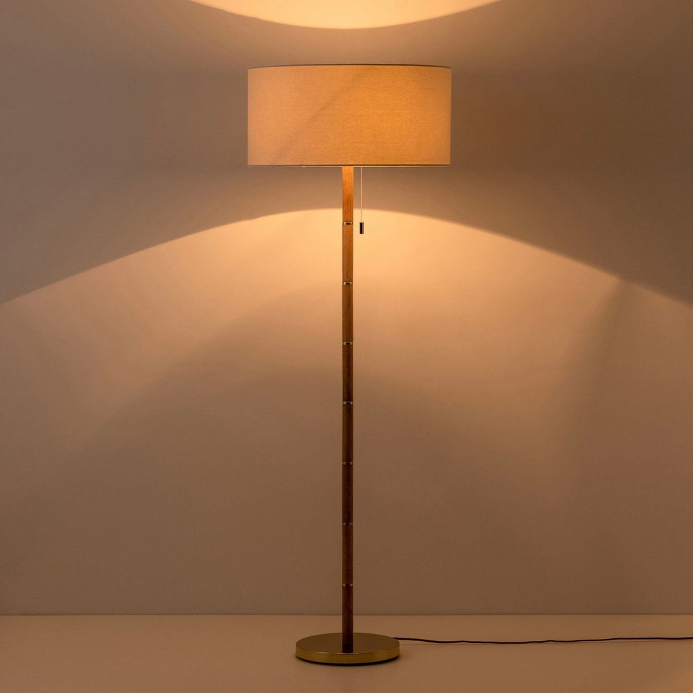 Disk Floor Lamp - Wood & Brass houseof 5
