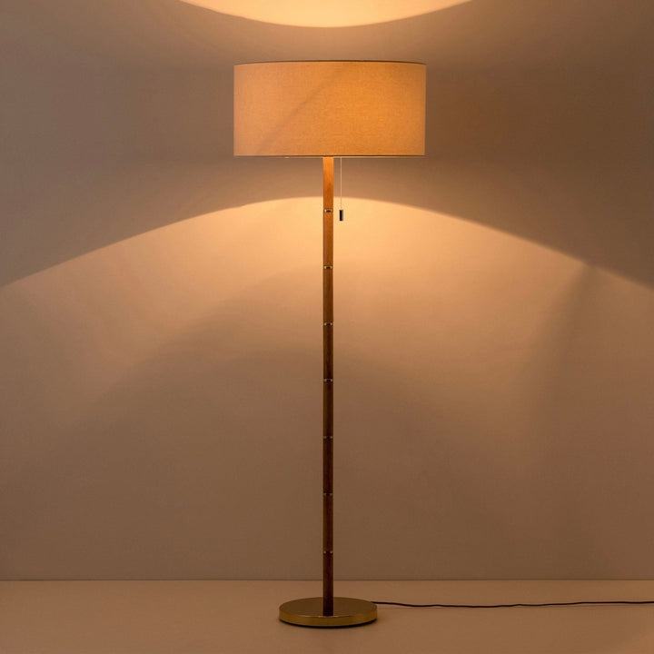 Disk Floor Lamp - Wood & Brass houseof 5