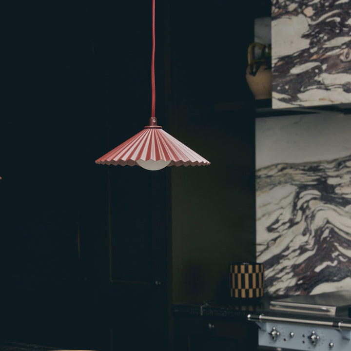 x Emma Gurner: The Pleat Ceiling Pendant Small - Burgundy houseof 1