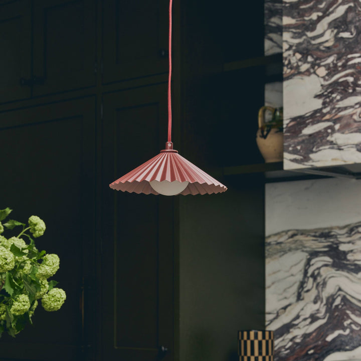 x Emma Gurner: The Pleat Ceiling Pendant Small - Burgundy houseof 8