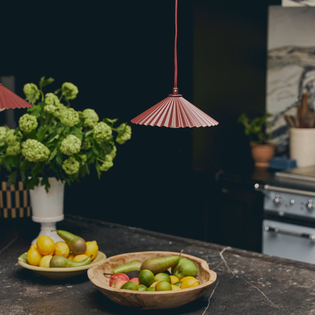 x Emma Gurner: The Pleat Ceiling Pendant Small - Burgundy houseof 9