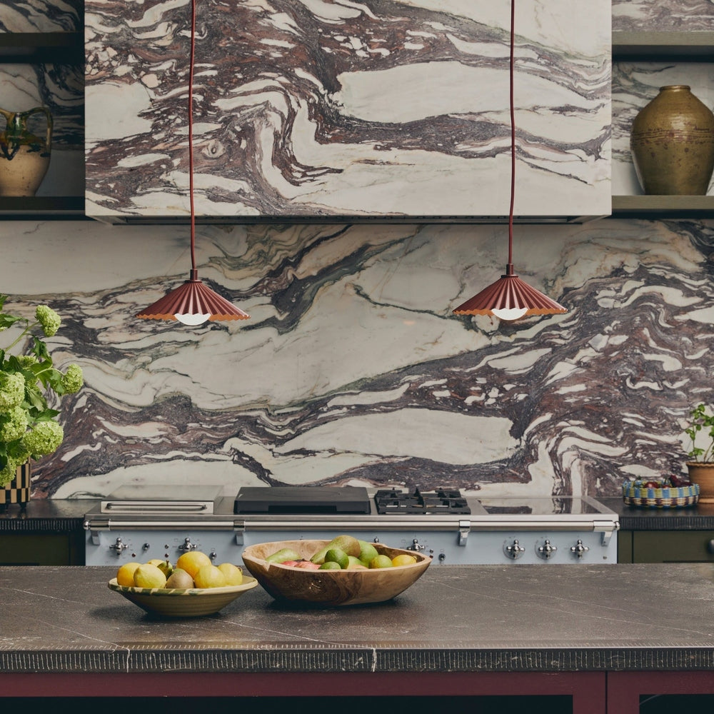 x Emma Gurner: The Pleat Ceiling Pendant Small - Burgundy houseof 2