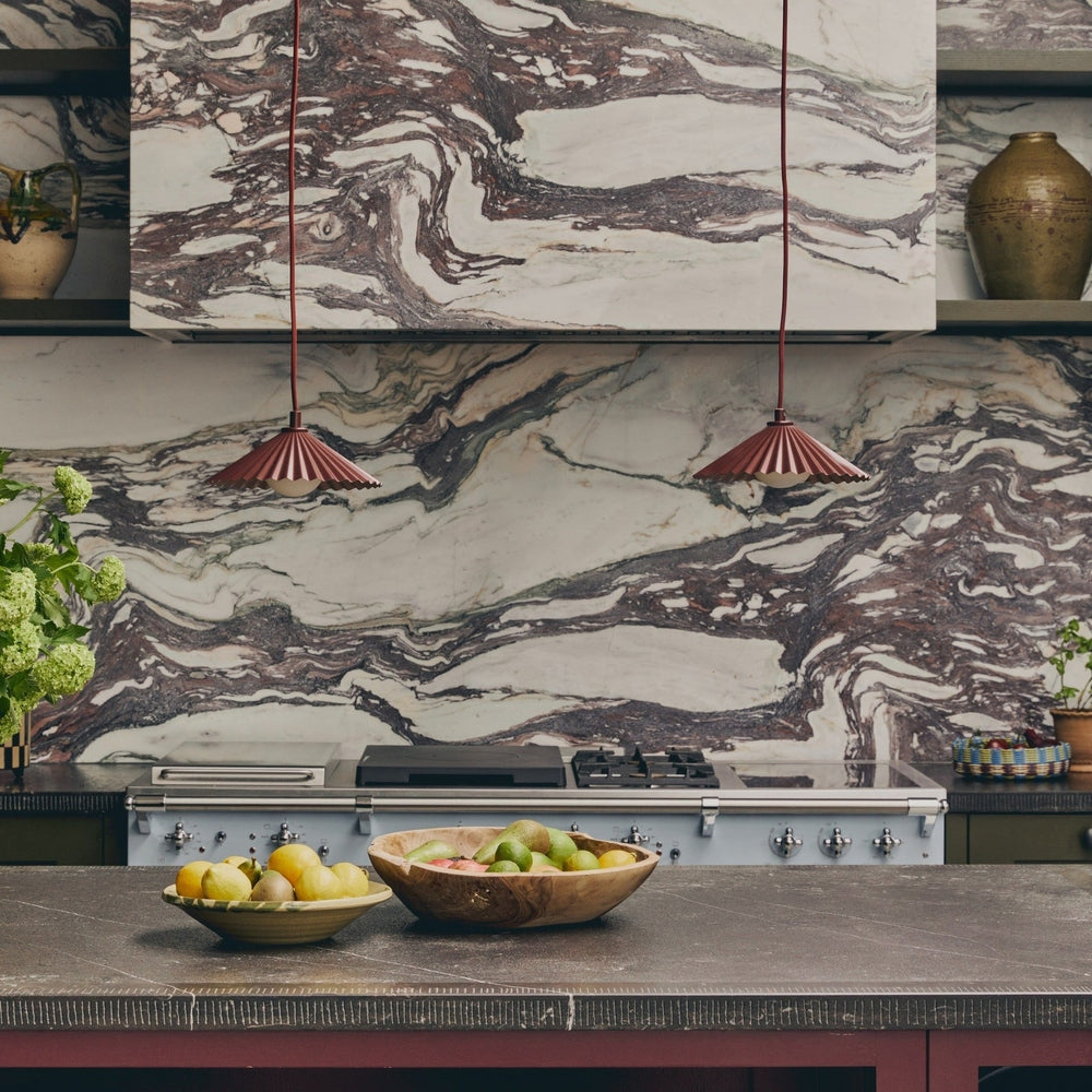 x Emma Gurner: The Pleat Ceiling Pendant Small - Burgundy houseof 3