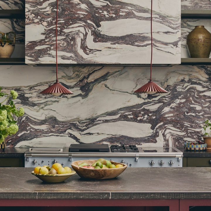 x Emma Gurner: The Pleat Ceiling Pendant Small - Burgundy houseof 3