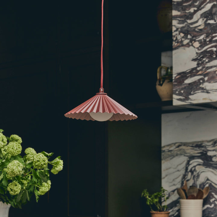 x Emma Gurner: The Pleat Ceiling Pendant Small - Burgundy houseof 7