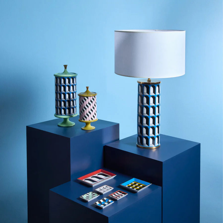 Arcade Table Lamp - White & Blue Design Maven 2