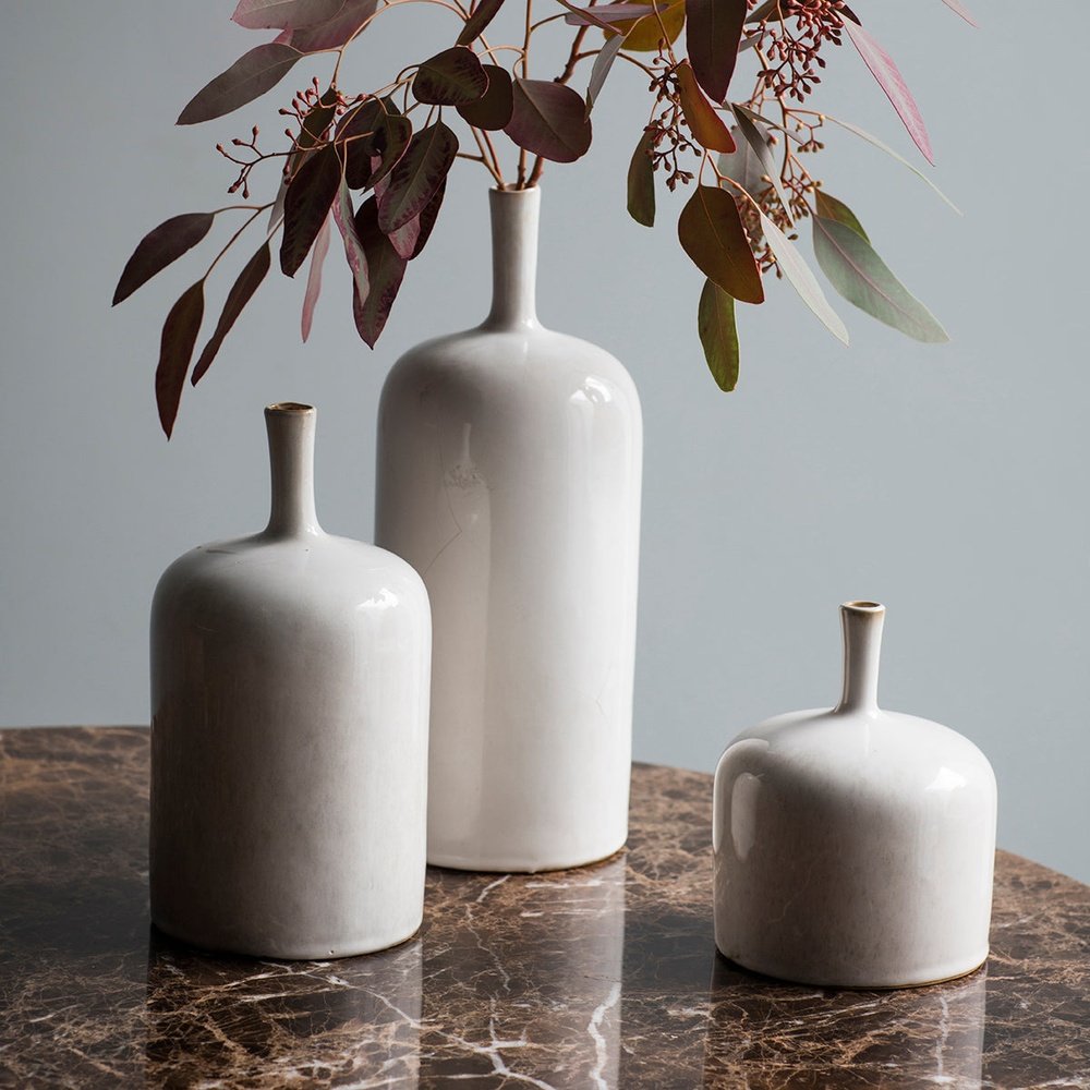 Gallery Interiors Set of 3 Vormark Ornamental Vases in Natural