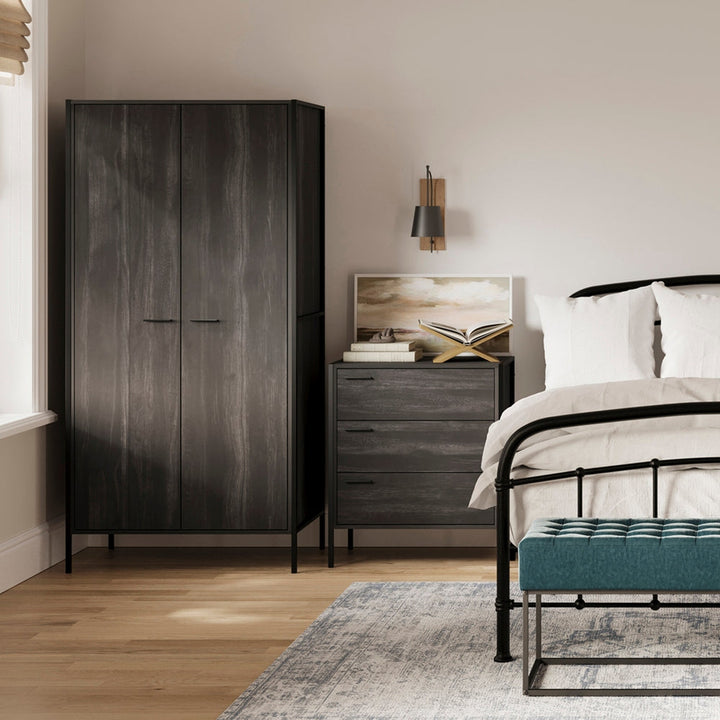 Lochan 2 Door Wardrobe - Black LPD Home 2