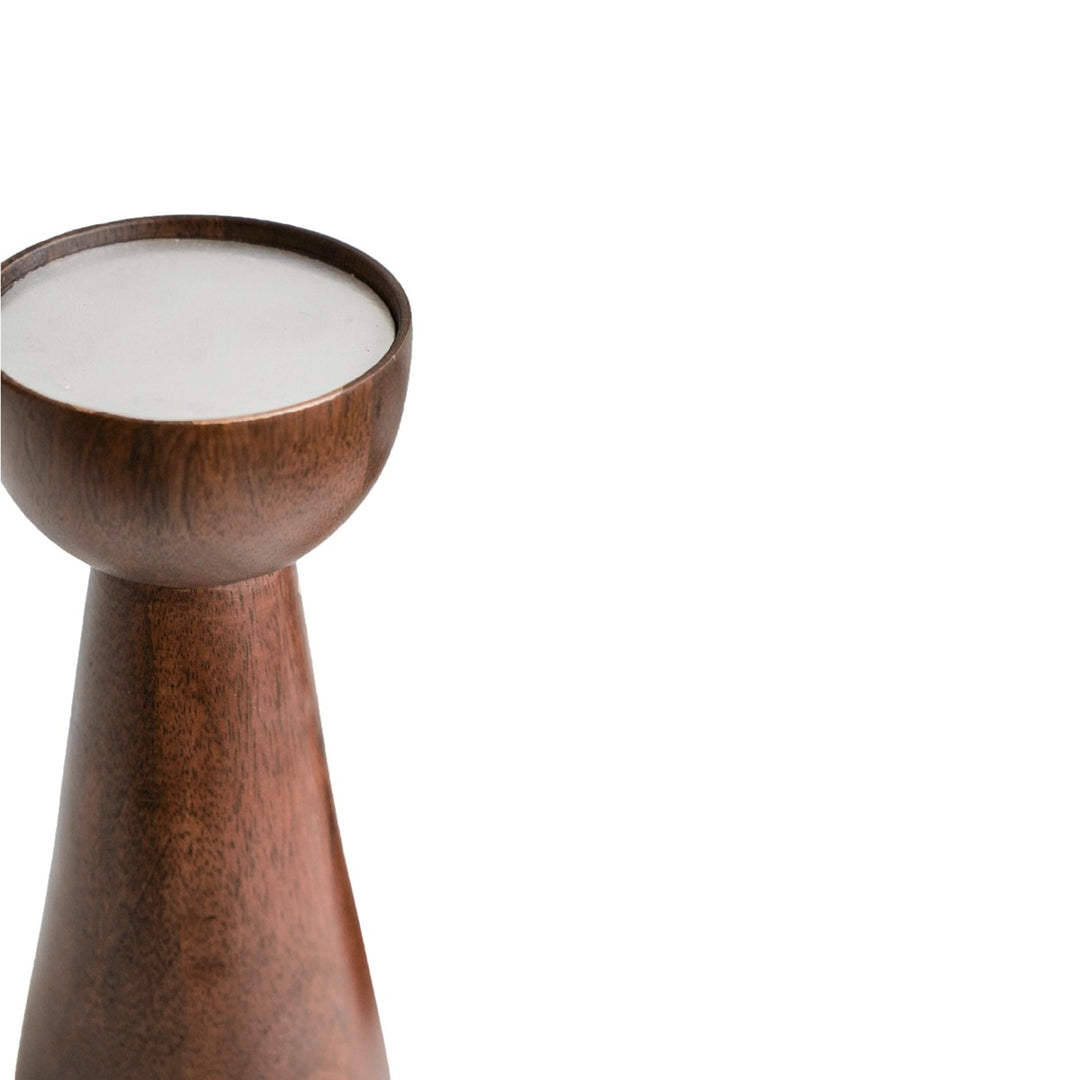 Harvey Set of 2 Wooden Candle Holders - Walnut Ivyline 3