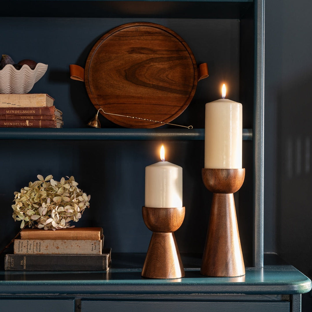 Harvey Set of 2 Wooden Candle Holders - Walnut Ivyline 2