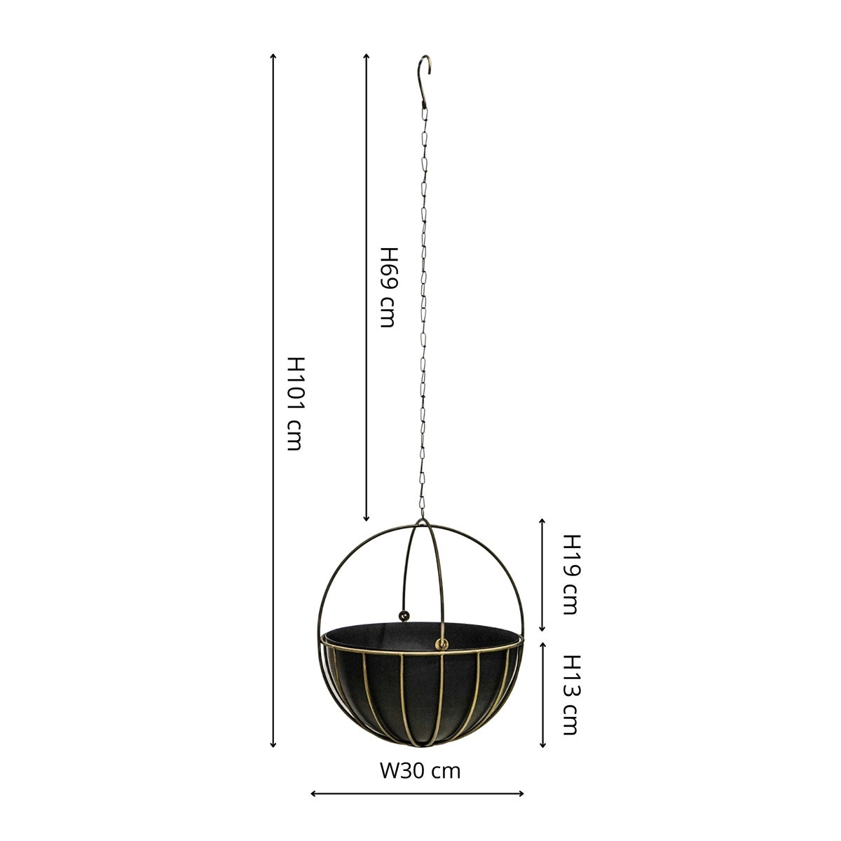 Ivyline Indoor Kensington Brass Hanging Planter