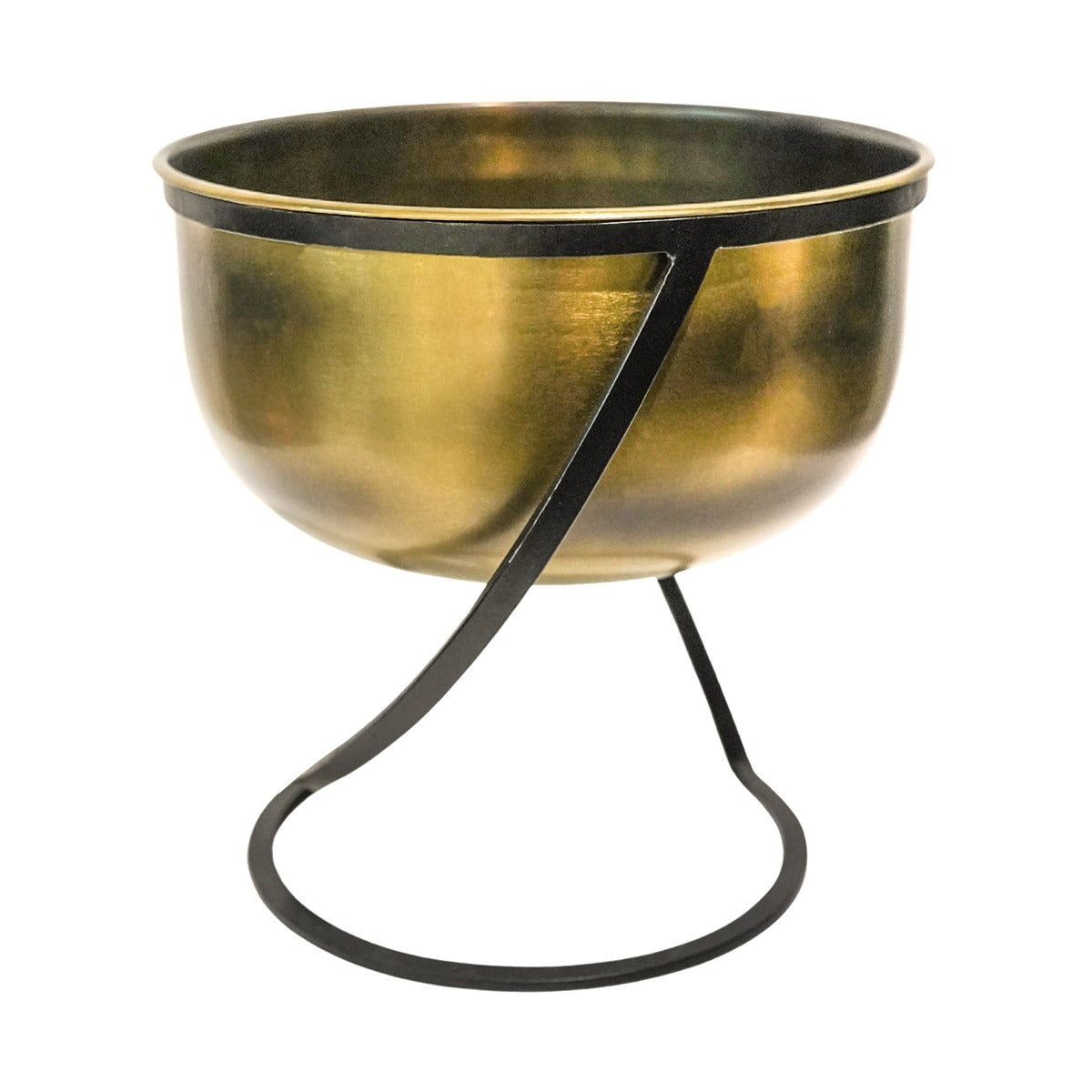 Ivyline Indoor Kensington Brass Metal Planter on Stand