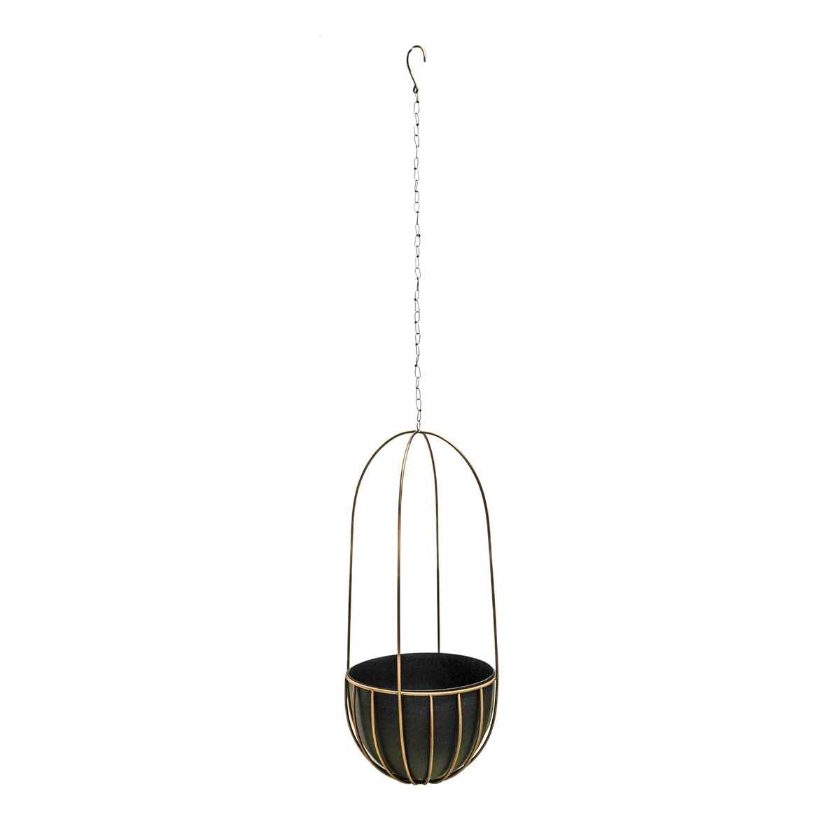 Ivyline Indoor Kensington Brass Tall Hanging Planter