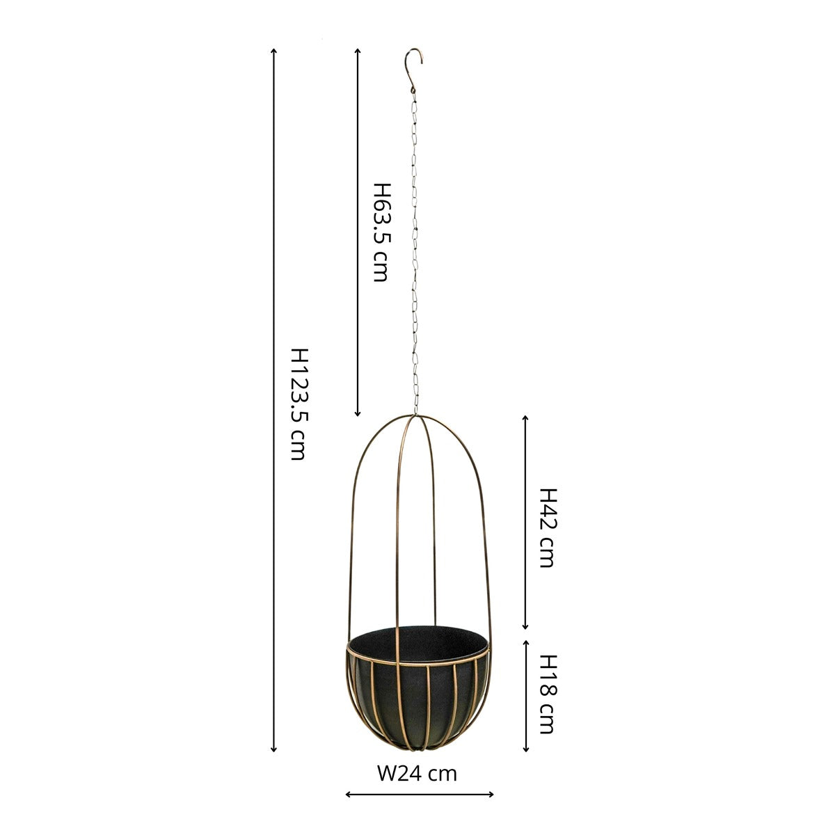 Ivyline Indoor Kensington Brass Tall Hanging Planter