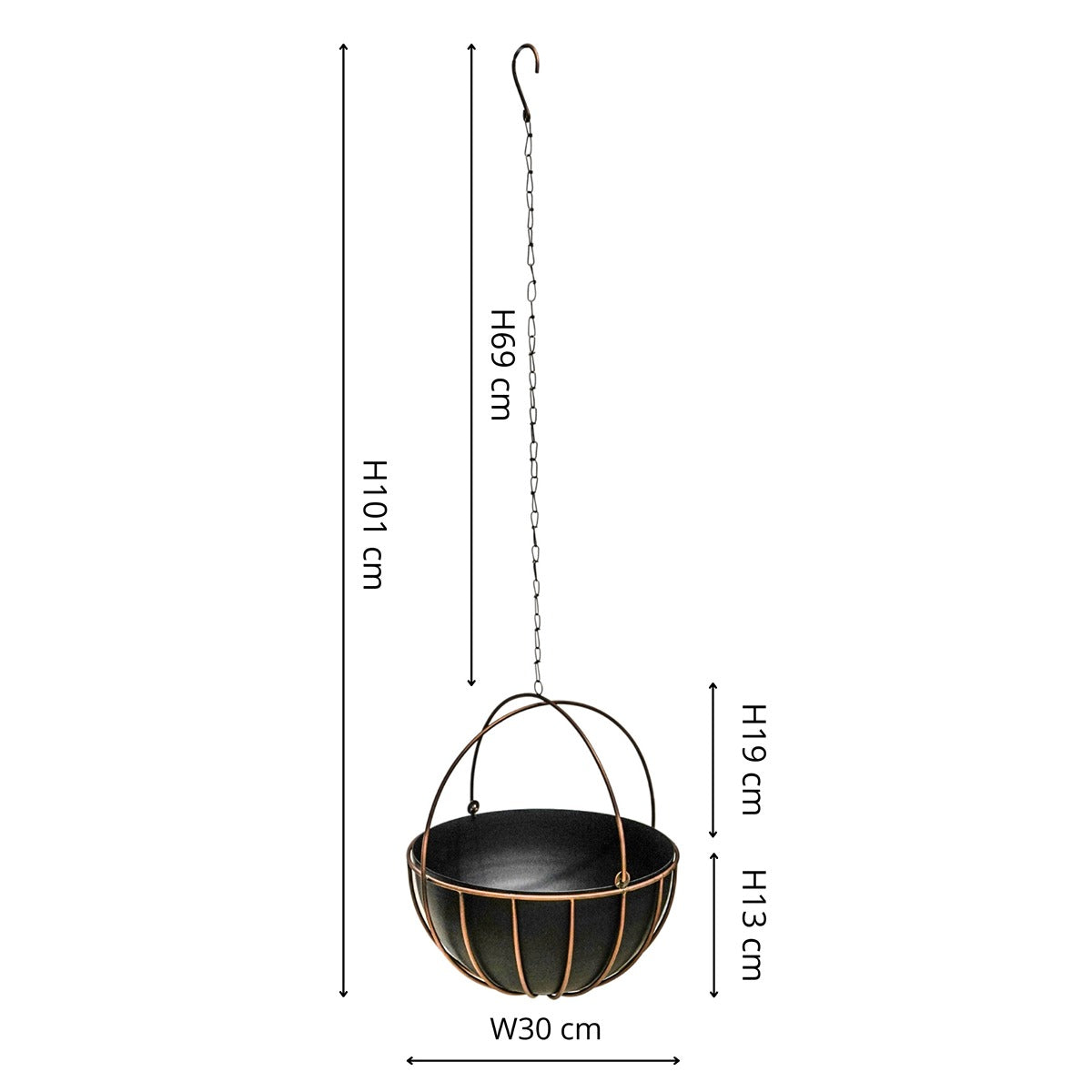 Ivyline Indoor Kensington Copper Hanging Planter