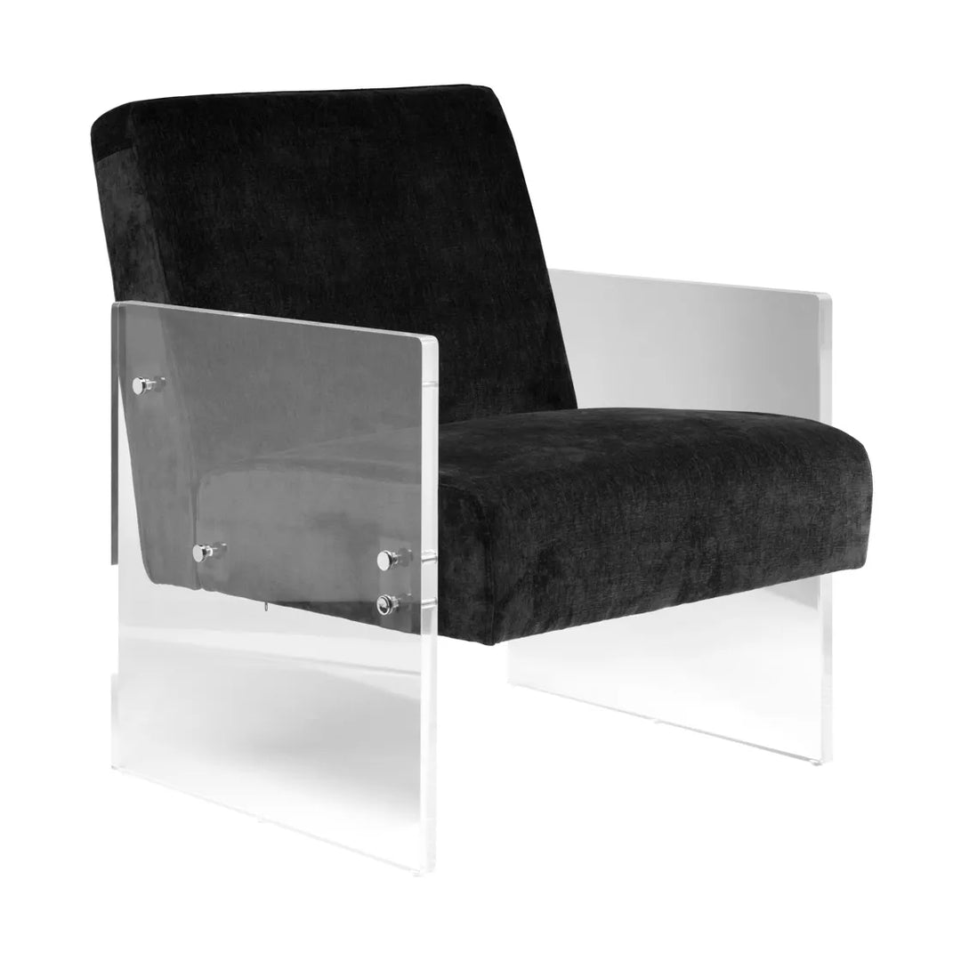 Ezra Clear Acrylic Arm Chair - Black