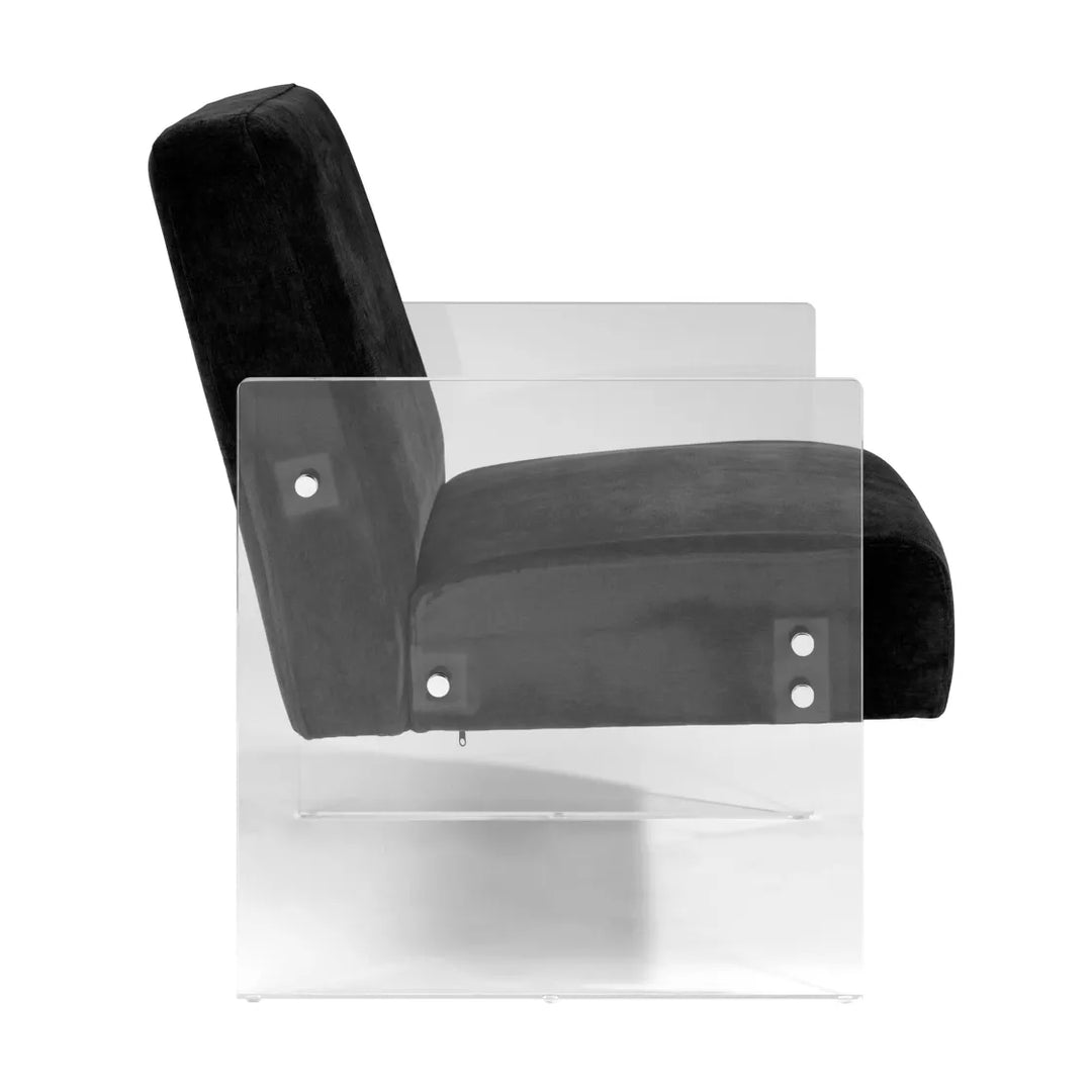 Ezra Clear Acrylic Arm Chair - Black