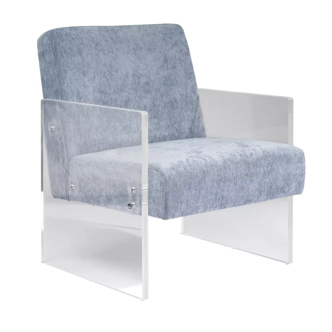 Ezra Clear Acrylic Arm Chair - Blue