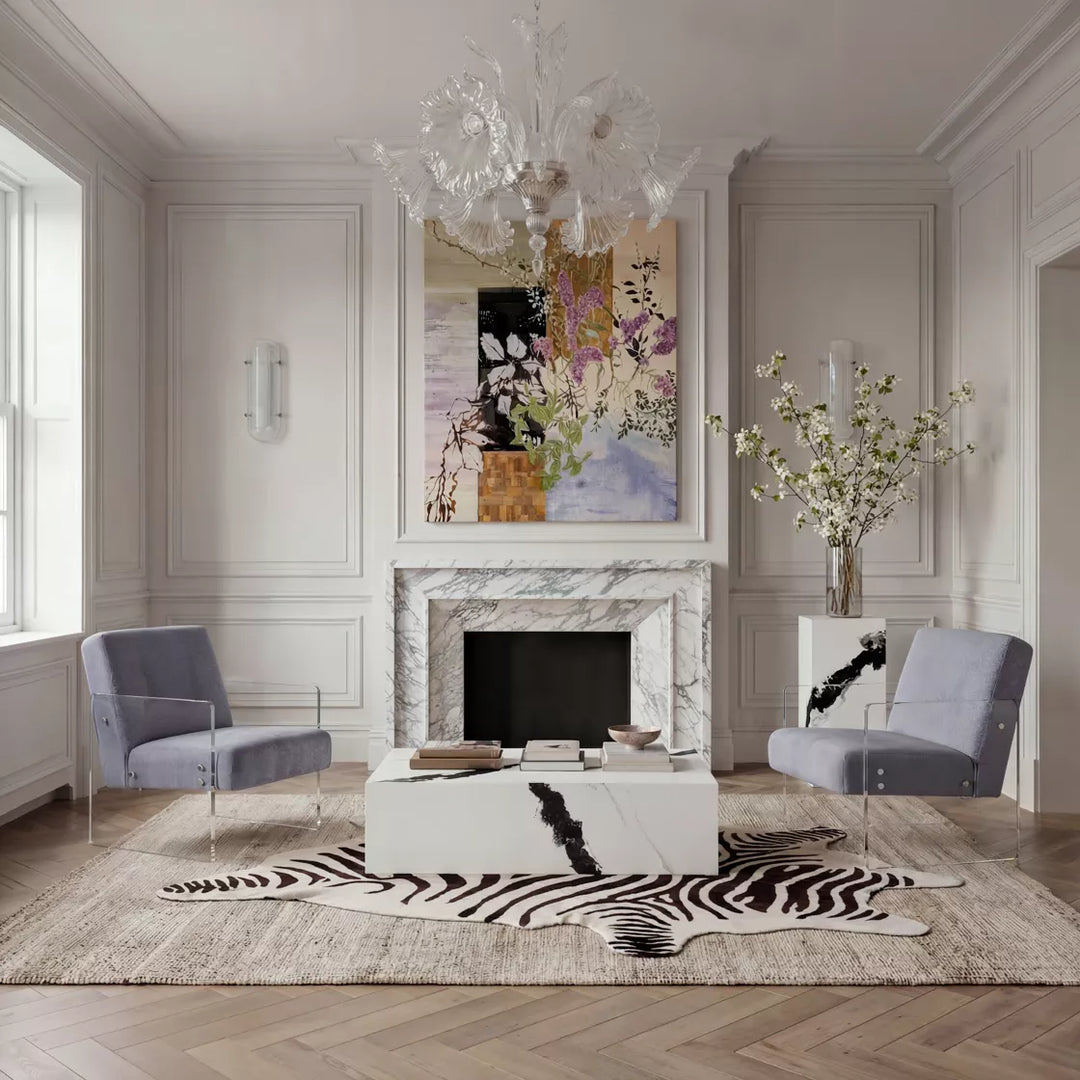 Ezra Clear Acrylic Arm Chair - Blue