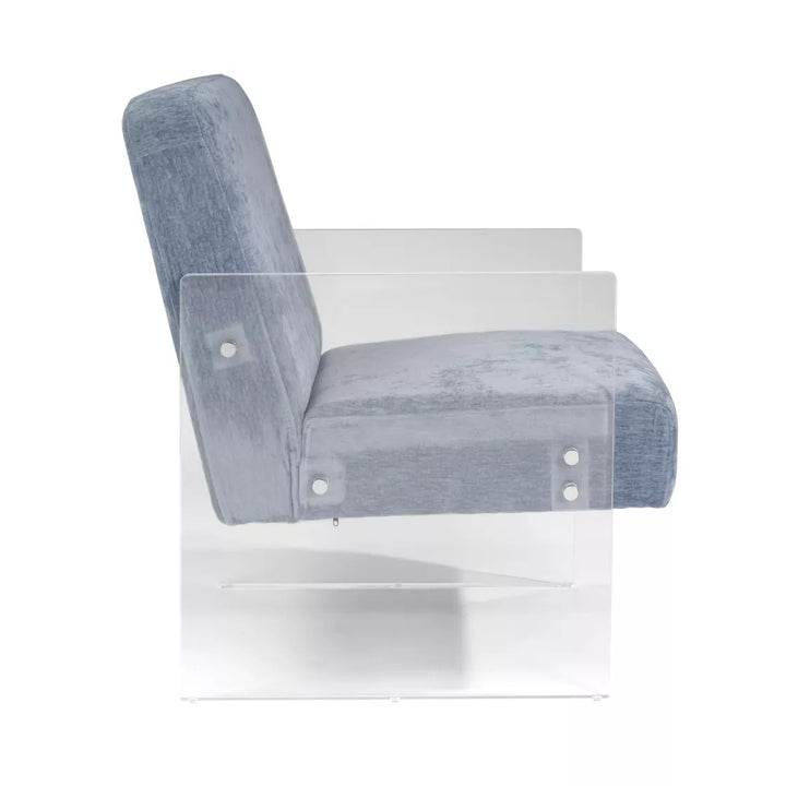 Ezra Clear Acrylic Arm Chair - Blue