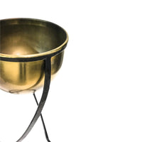 Ivyline Indoor Kensington Tall Brass Metal Round Planter on Stand