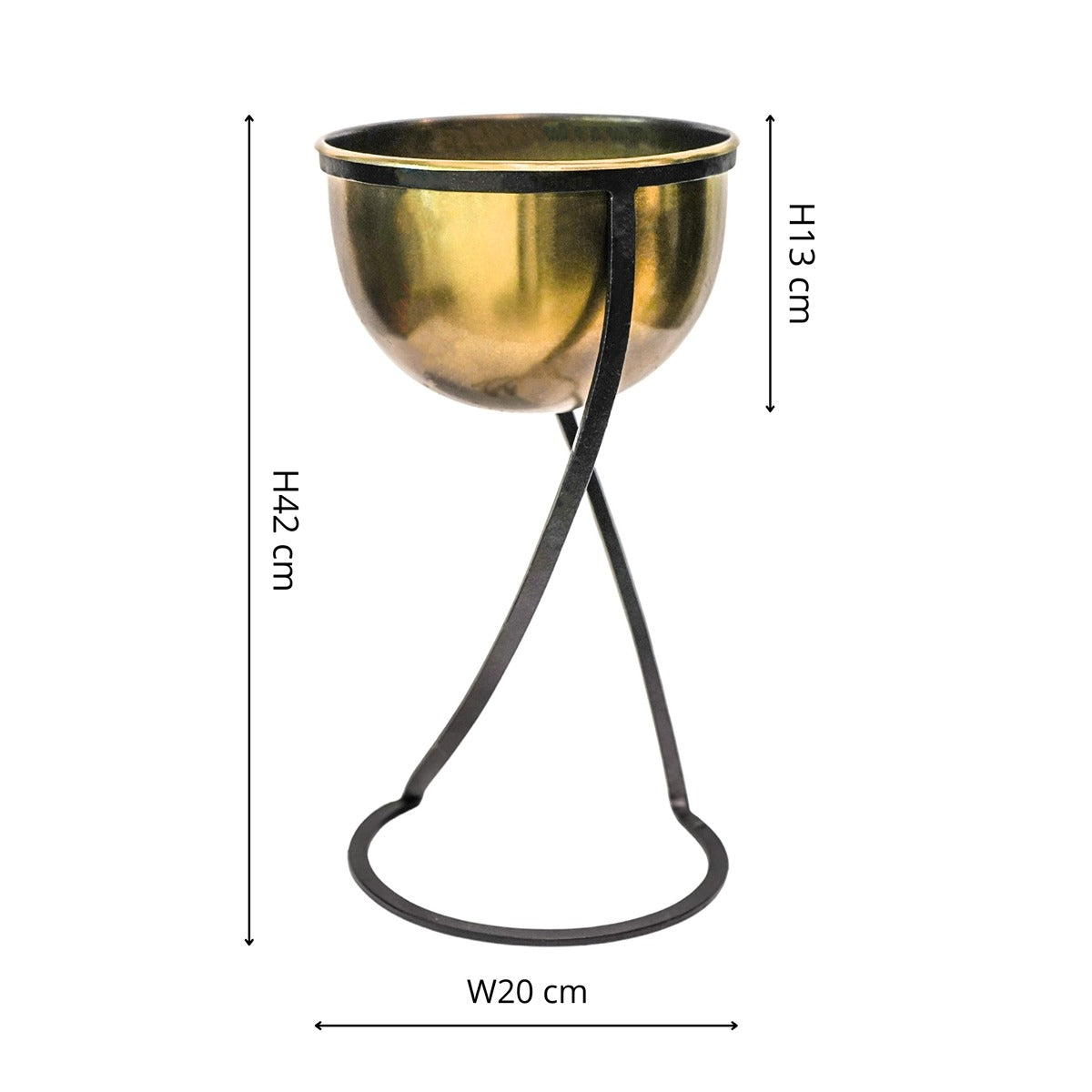 Ivyline Indoor Kensington Tall Brass Metal Round Planter on Stand