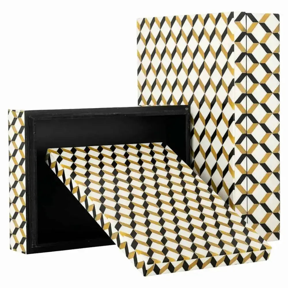 Richmond Interiors Frences Set of 2 Storage Boxes in Gold