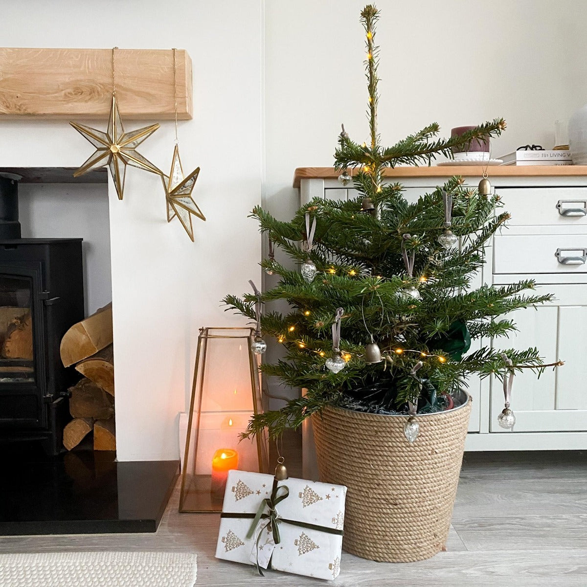 Ivyline Christmas Tree Bucket in Jute & Galvanised Steel - 27cm