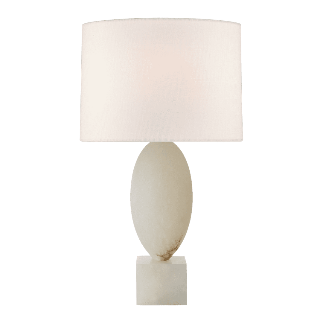 Versa Large Table Lamp - Alabaster with Linen Shade Visual Comfort 1
