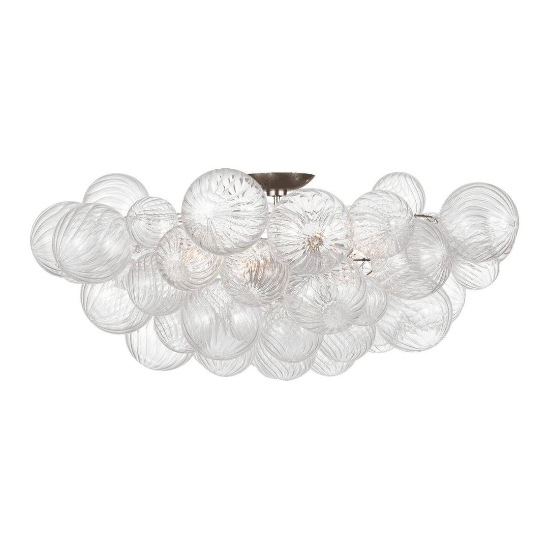 Talia 38" Flush Mount - Burnished Silver Leaf & Clear Swirled Glass Visual Comfort 1