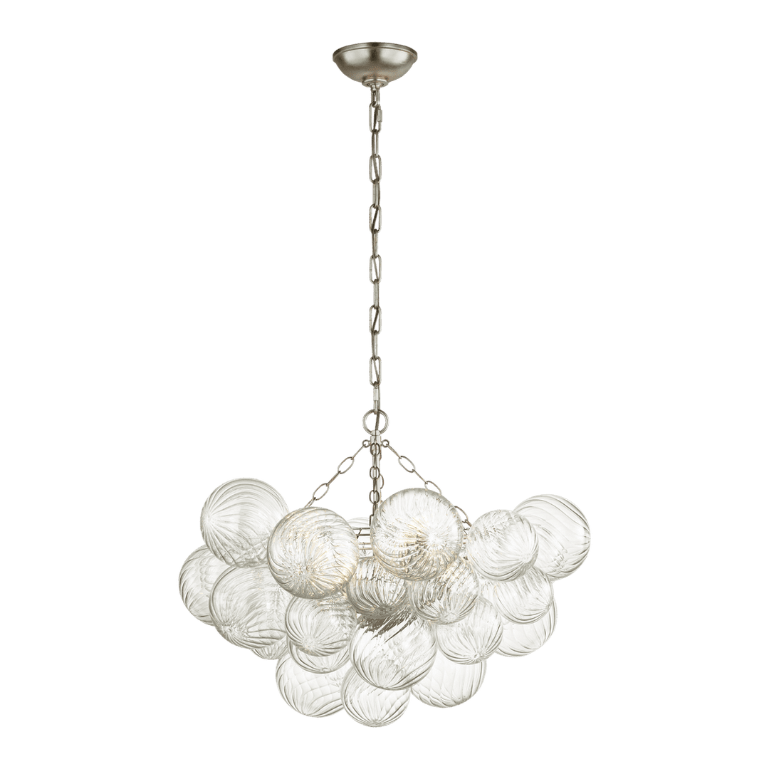 Talia Medium Chandelier - Burnished Silver Leaf & Clear Swirled Glass Visual Comfort 1