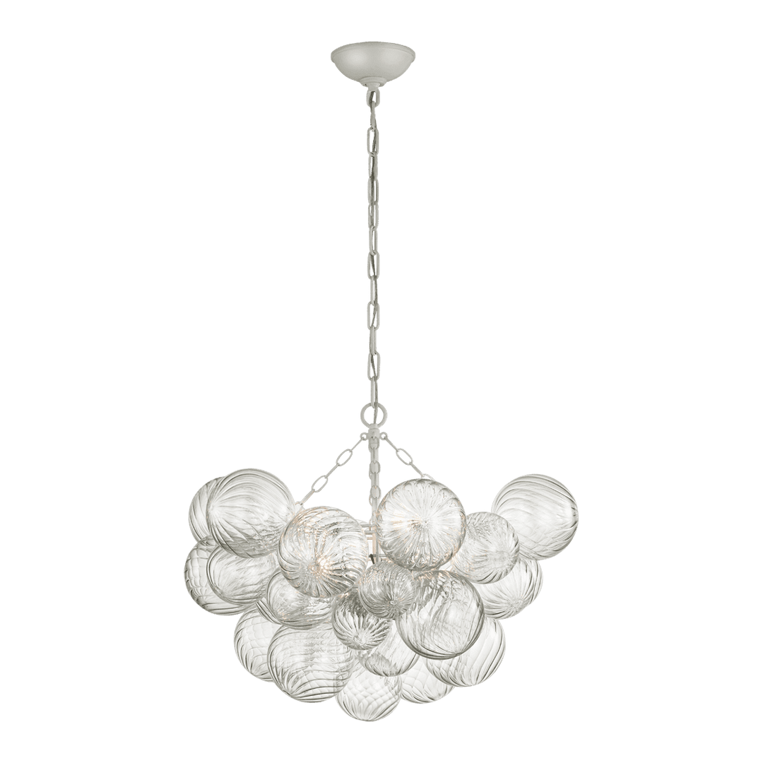 Talia Medium Chandelier - Plaster White & Clear Swirled Glass Visual Comfort 1