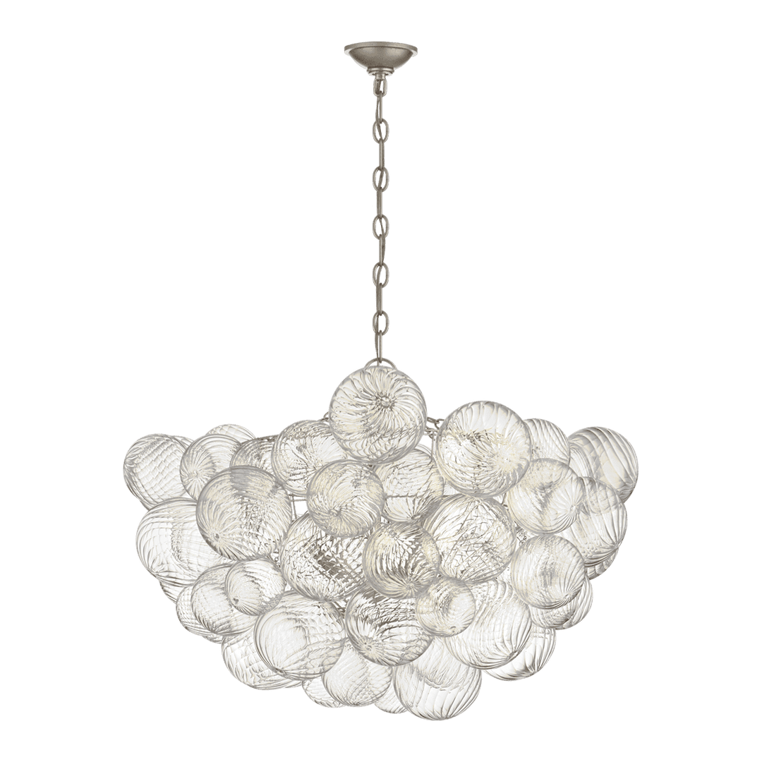 Talia Large Chandelier - Burnished Silver Leaf & Clear Swirled Glass Visual Comfort 1