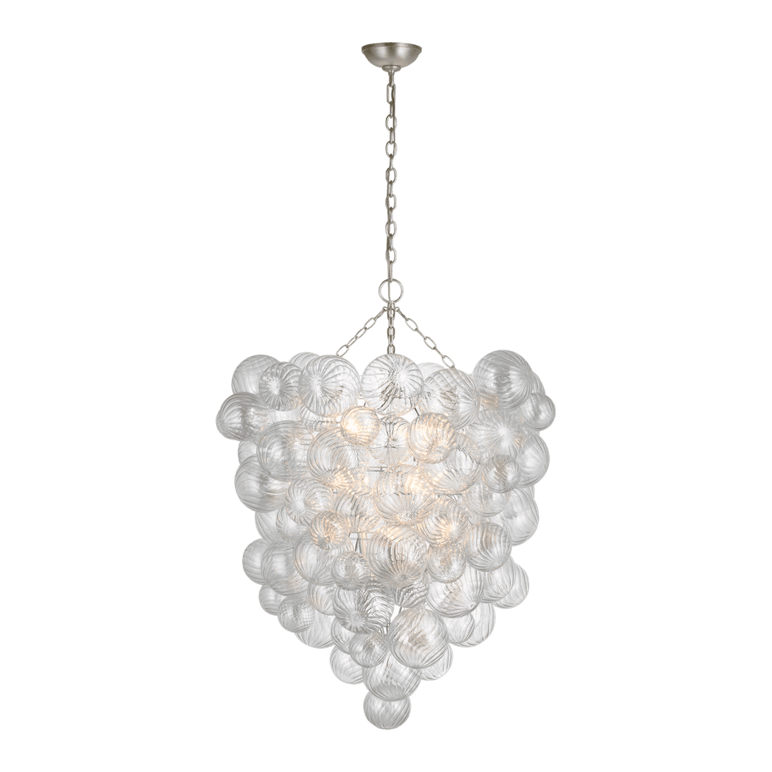 Talia Grande Entry Chandelier - Burnished Silver Leaf with Clear Swirled Glass Visual Comfort 1